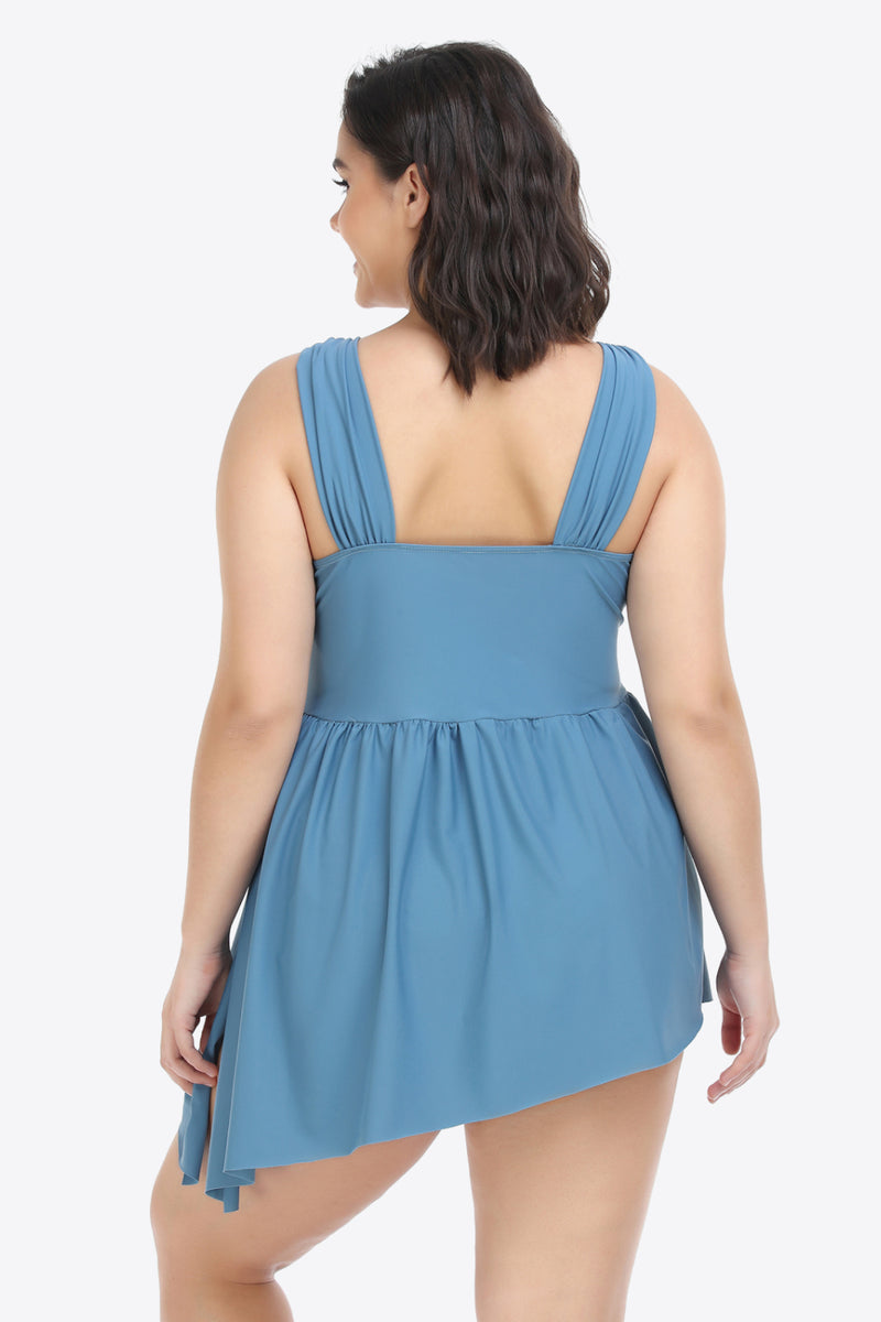 Plus Size Plunge Sleeveless Two-Piece Swimsuit - AnnieMae21