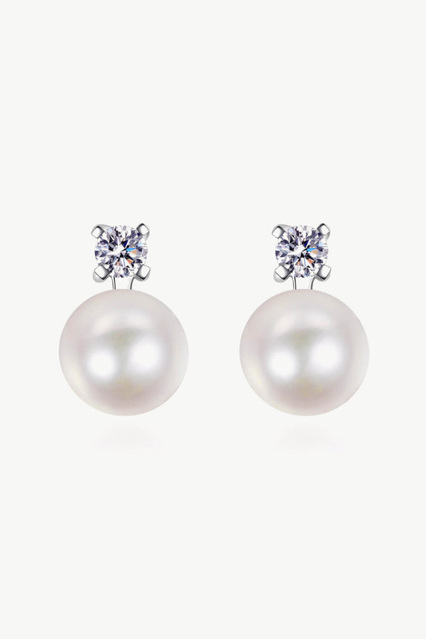 Moissanite Pearl Stud Earrings - AnnieMae21