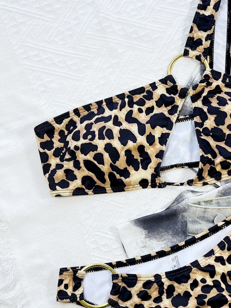 Leopard One-Shoulder Bikini Set - AnnieMae21