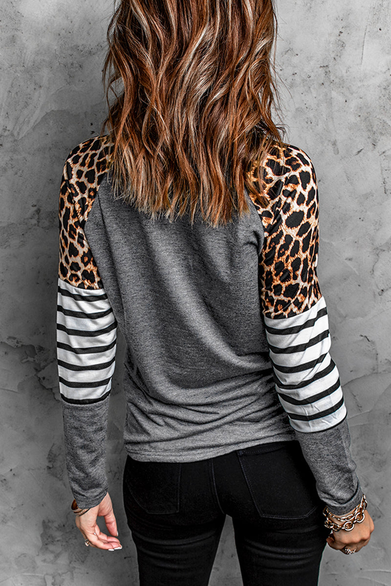 Leopard Striped Raglan Sleeve Top - AnnieMae21