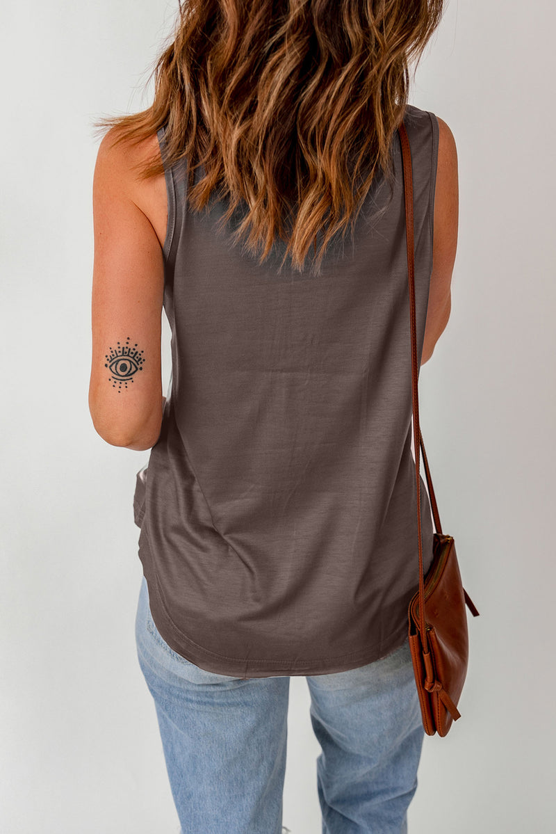 Tie-Dye Scoop Neck Henley Tank - AnnieMae21