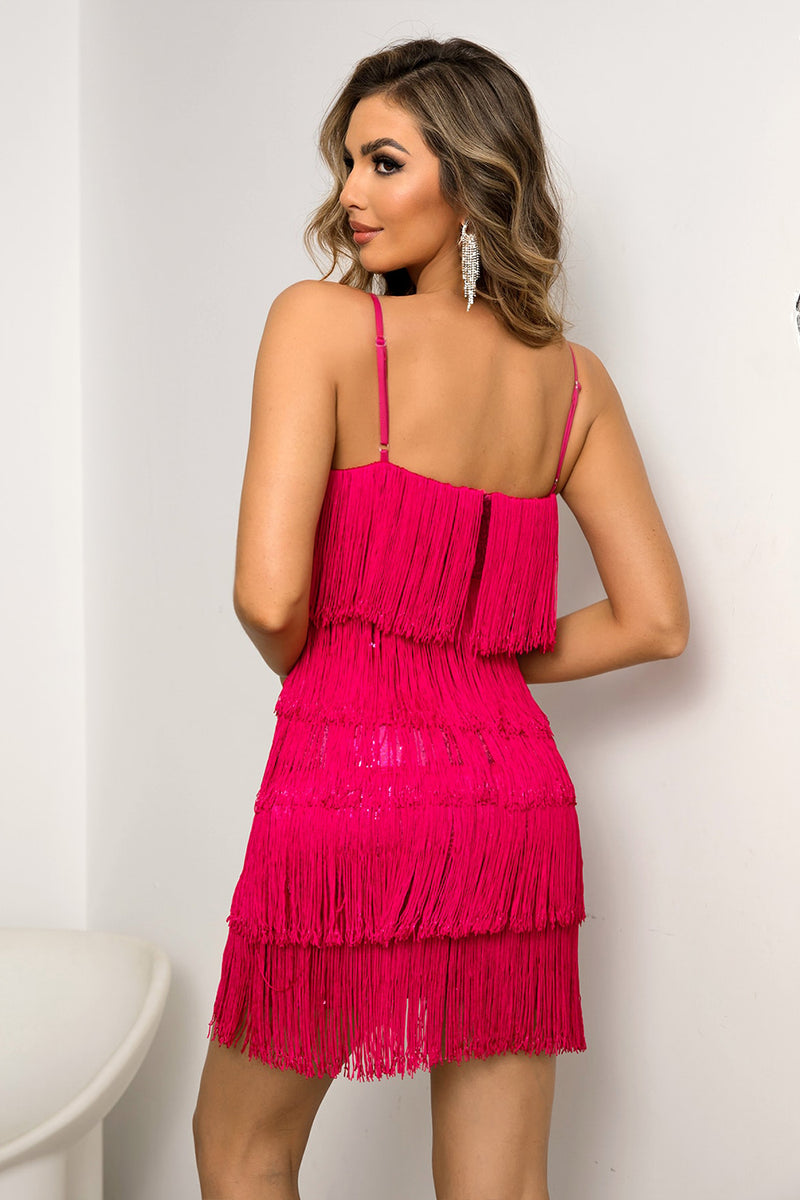 Spaghetti Strap Fringe Mini Dress - AnnieMae21