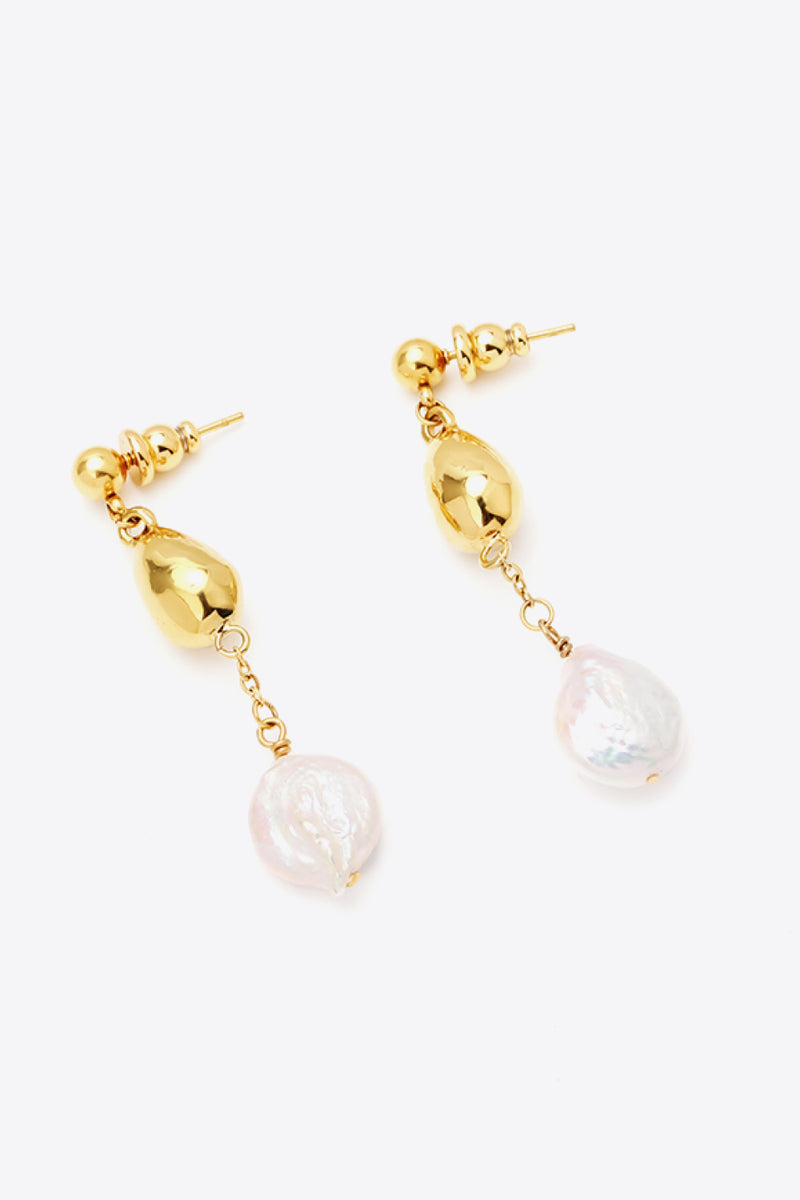 18K Gold-Plated Two-Tone Pearl Drop Earrings - AnnieMae21