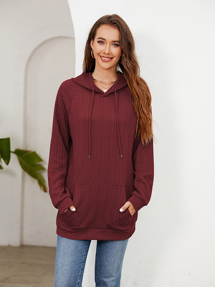 Raglan Sleeve Front Pocket Hoodie - AnnieMae21