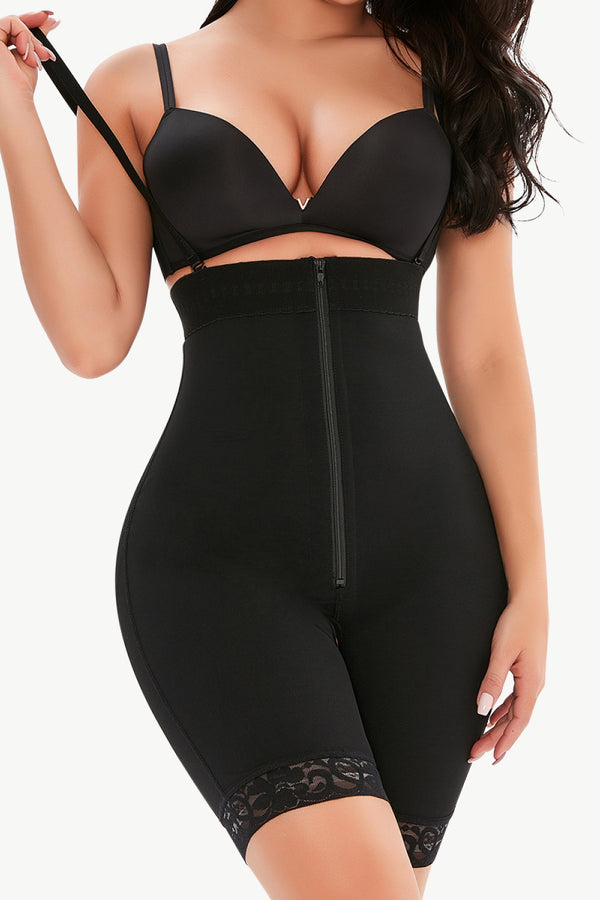 Full Size Lace Detail Zip-Up Under-Bust Shaping Bodysuit - AnnieMae21