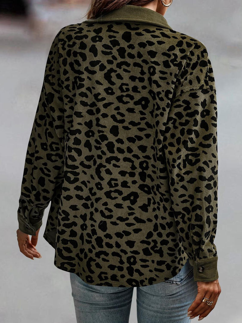 Full Size Leopard Buttoned Jacket - AnnieMae21