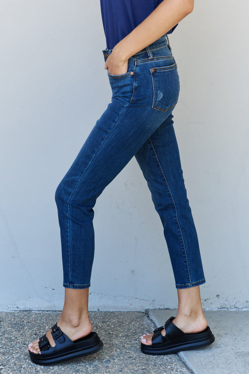 Judy Blue Aila Short Full Size Mid Rise Cropped Relax Fit Jeans - AnnieMae21