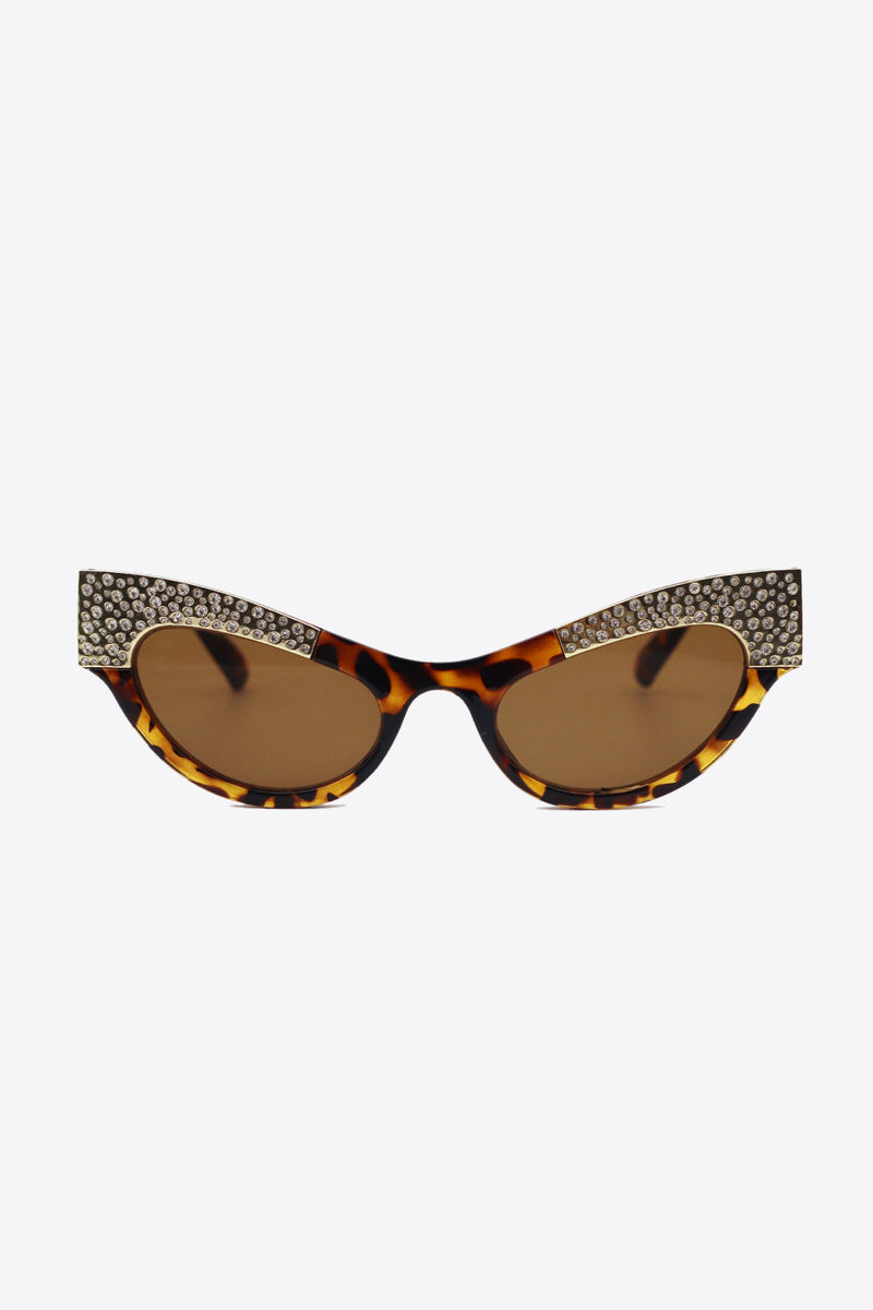 UV400 Rhinestone Trim Cat-Eye Sunglasses - AnnieMae21