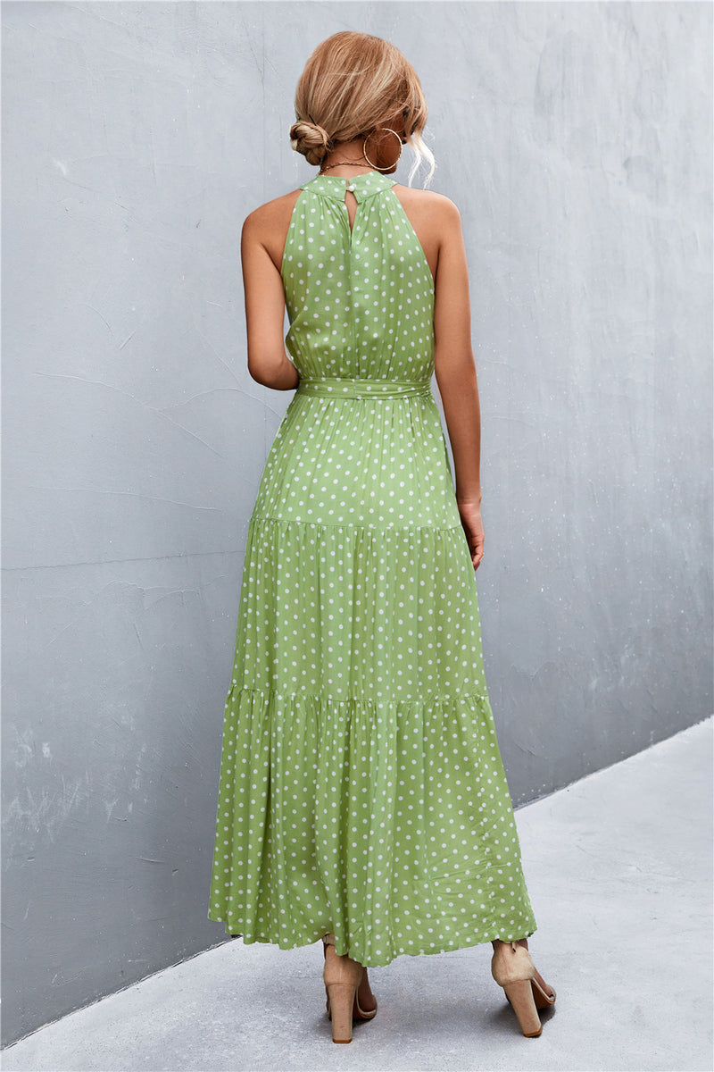 Printed Sleeveless Tie Waist Maxi Dress - AnnieMae21