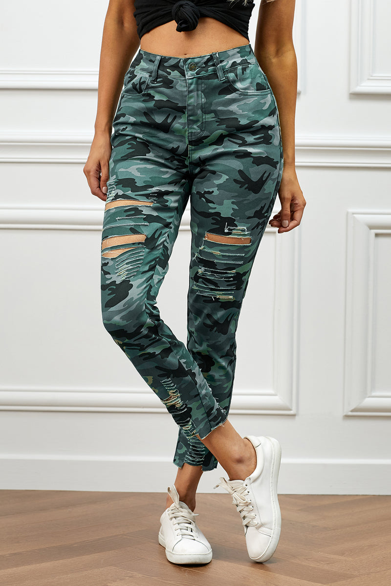 Distressed Camouflage Jeans - AnnieMae21