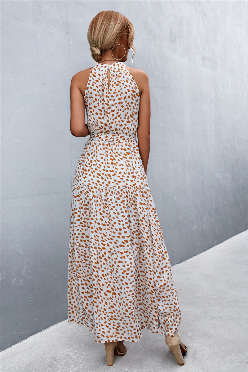 Printed Sleeveless Tie Waist Maxi Dress - AnnieMae21