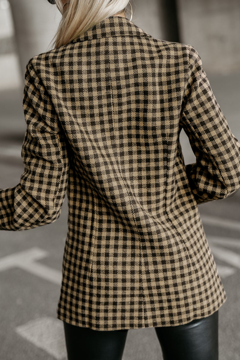 Plaid Long Sleeve Blazer - AnnieMae21