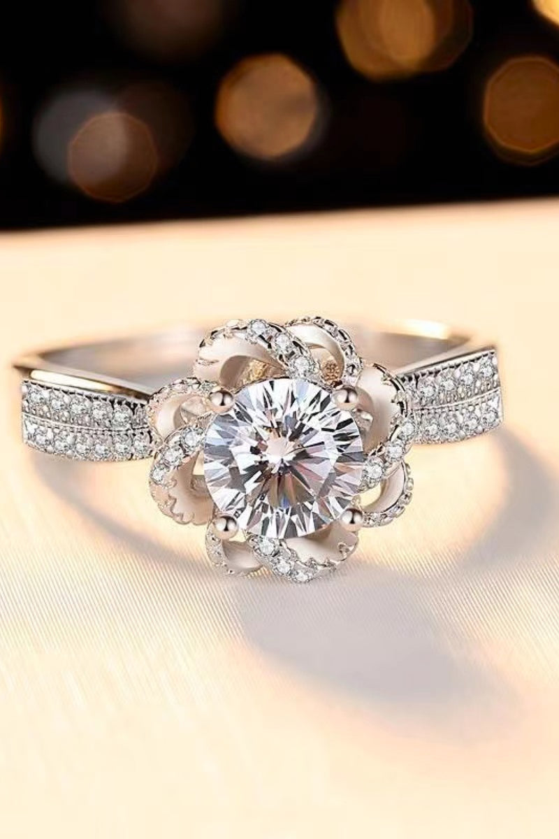 Moissanite Floral 18K Platinum-Plated Ring - AnnieMae21