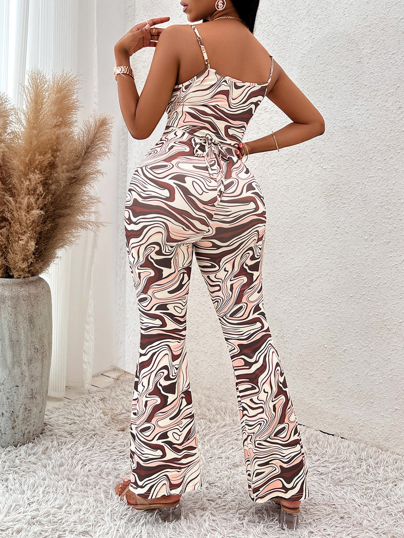 Printed Sleeveless Wide Leg Jumpsuit - AnnieMae21