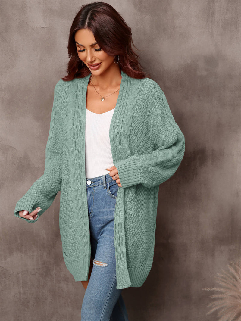 Warm Fall Mixed Knit Open Front Longline Cardigan - AnnieMae21