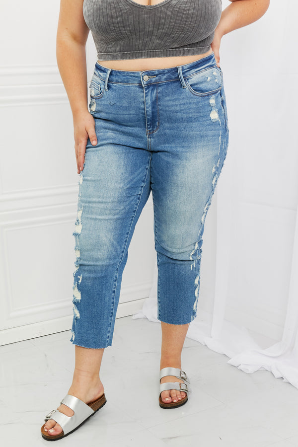 Judy Blue Laila Full Size Straight Leg Distressed Jeans - AnnieMae21