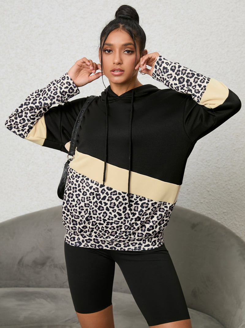 Leopard Color Block Hoodie - AnnieMae21