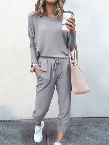 Loose Solid Color Sports Suit
 HFHD383UTM