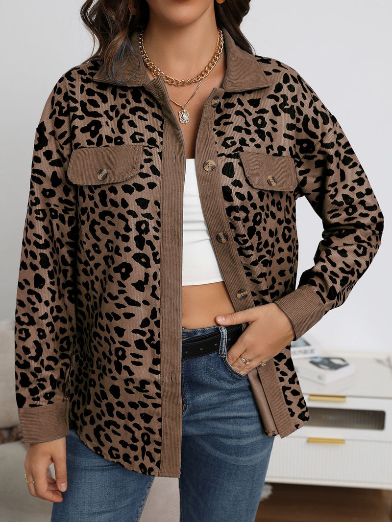 Full Size Leopard Buttoned Jacket - AnnieMae21