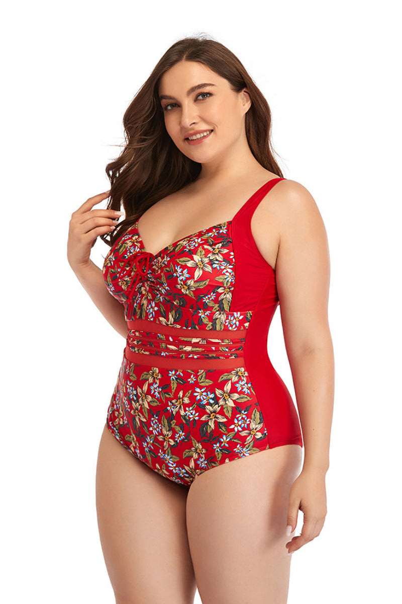 Floral Drawstring Detail One-Piece Swimsuit - AnnieMae21