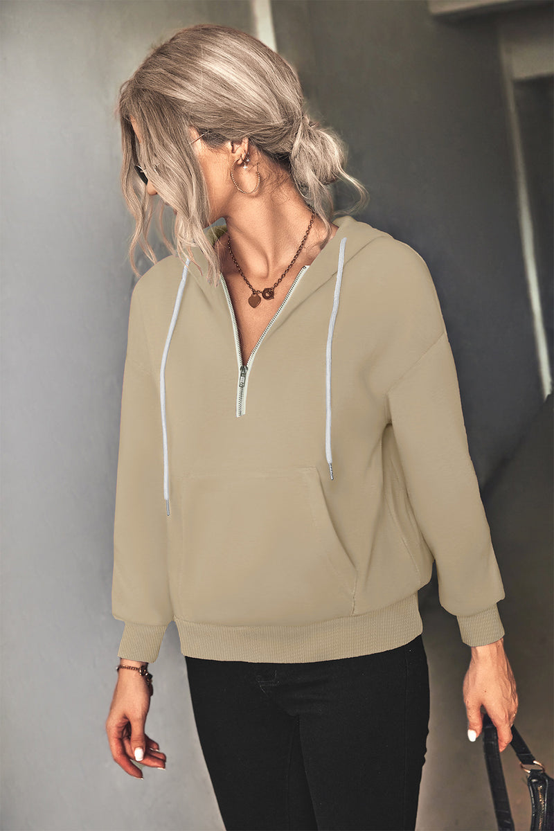 Half-Zip Drawstring Hoodie - AnnieMae21