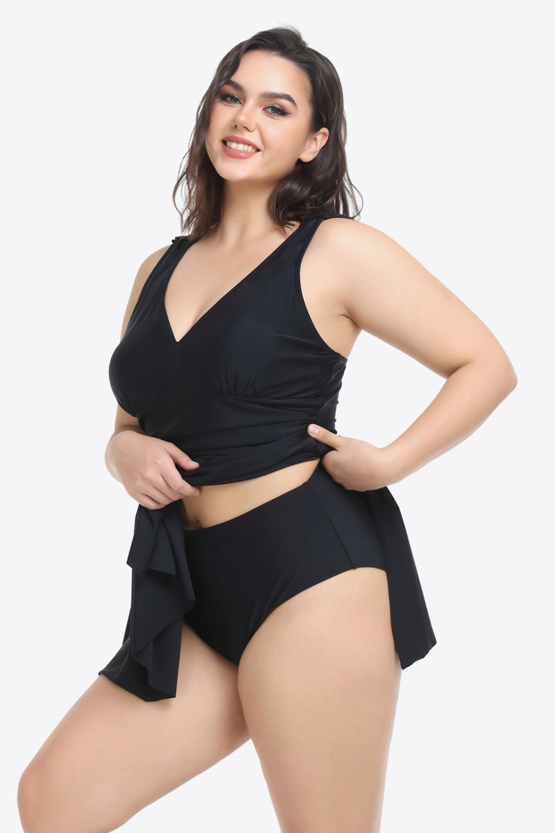 Plus Size Plunge Sleeveless Two-Piece Swimsuit - AnnieMae21