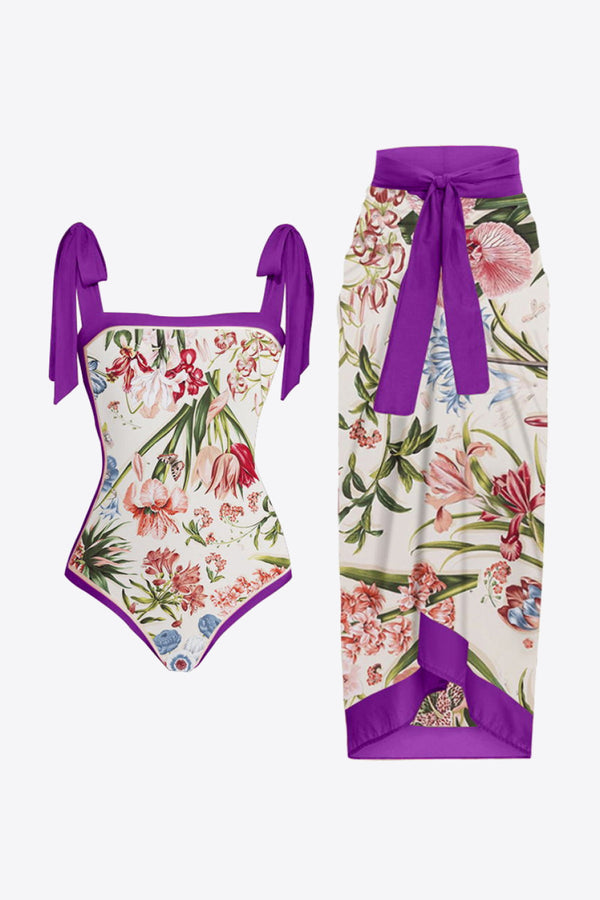 Floral Tie Shoulder Two-Piece Swim Set - AnnieMae21