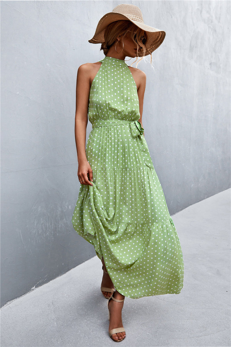 Printed Sleeveless Tie Waist Maxi Dress - AnnieMae21