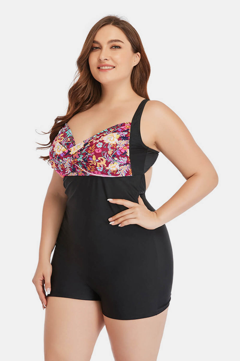 Plus Size Two-Tone One-Piece Swimsuit - AnnieMae21