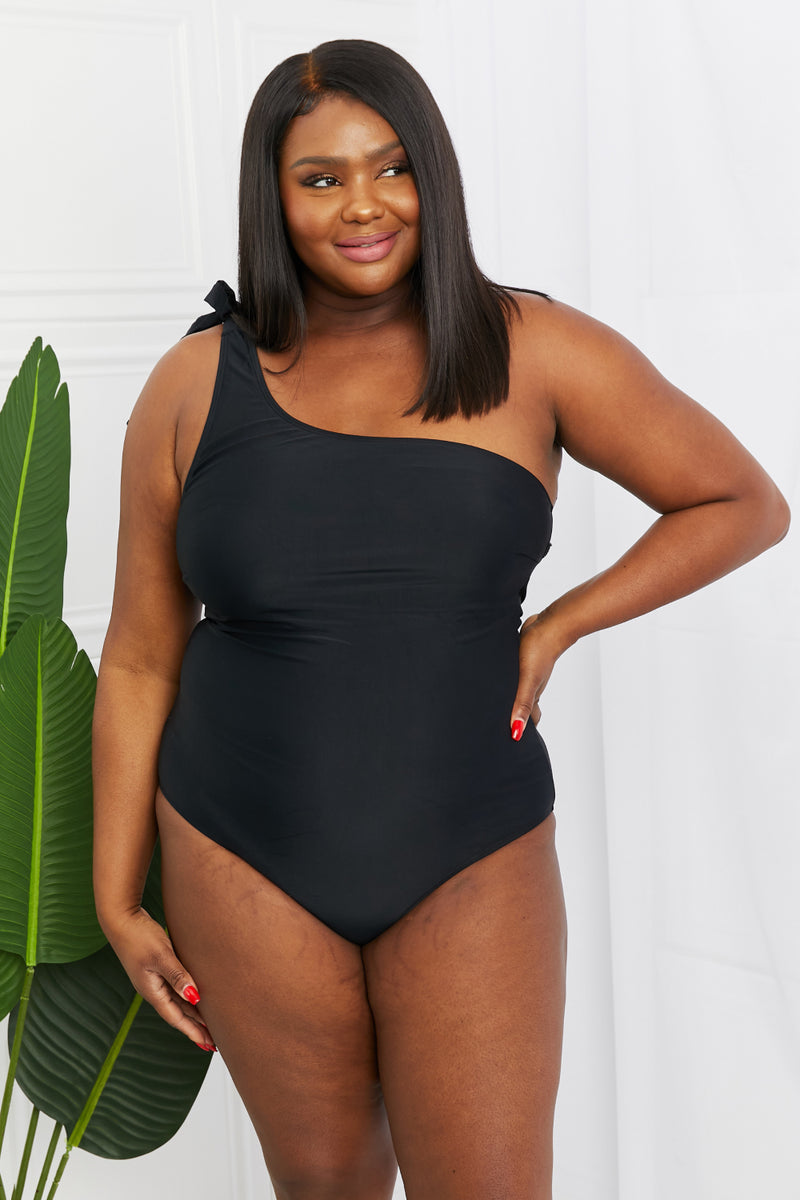 Marina West Swim Deep End One-Shoulder One-Piece Swimsuit in Black - AnnieMae21