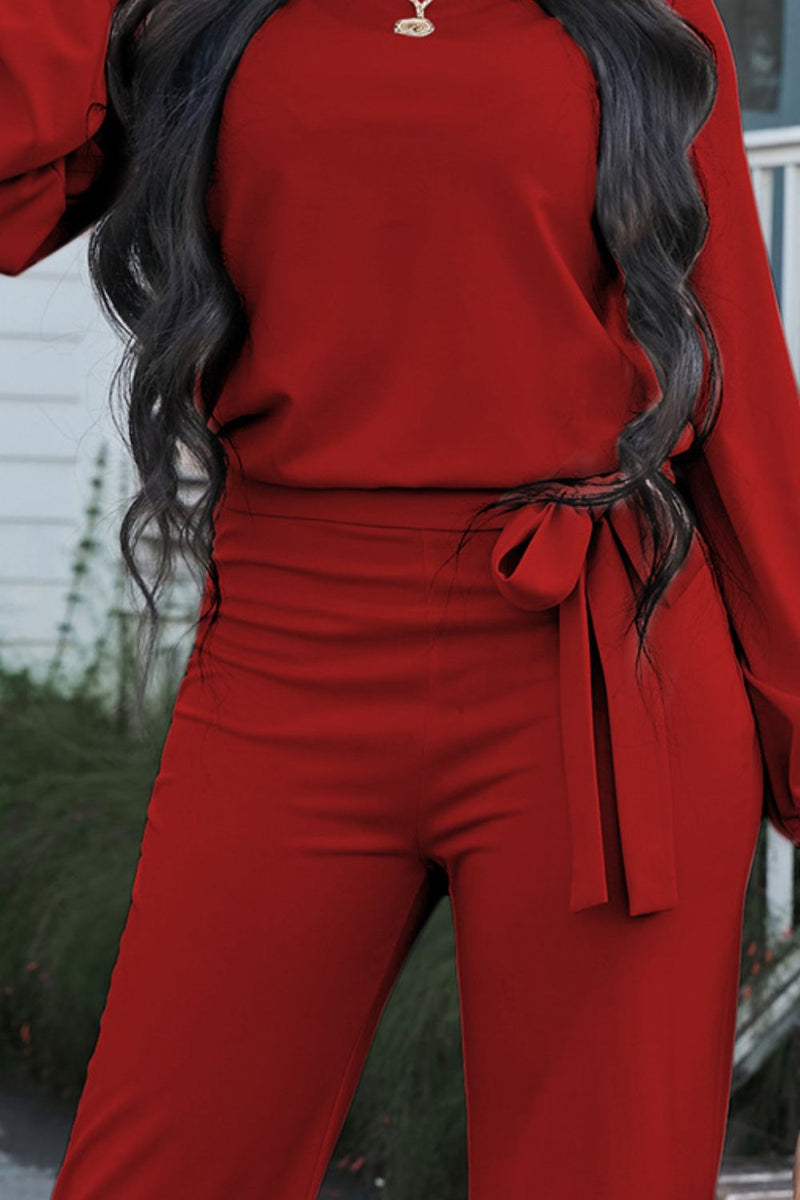 Boat Neck Tie Belt Jumpsuit - AnnieMae21