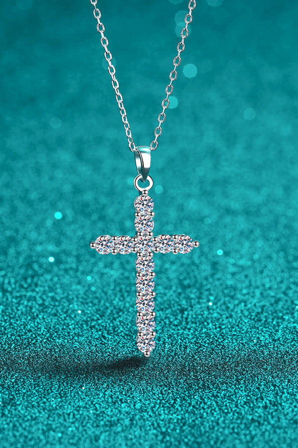 925 Sterling Silver Cross Moissanite Necklace - AnnieMae21