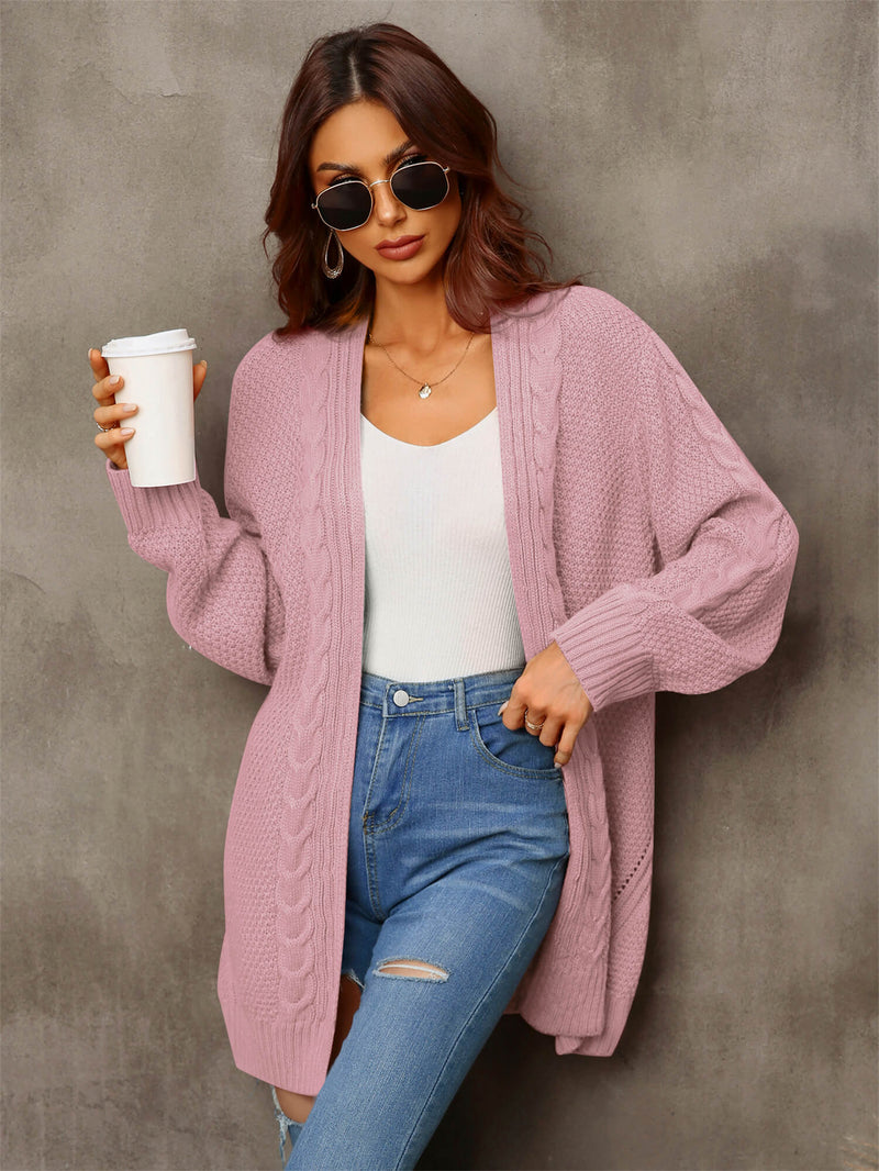 Warm Fall Mixed Knit Open Front Longline Cardigan - AnnieMae21