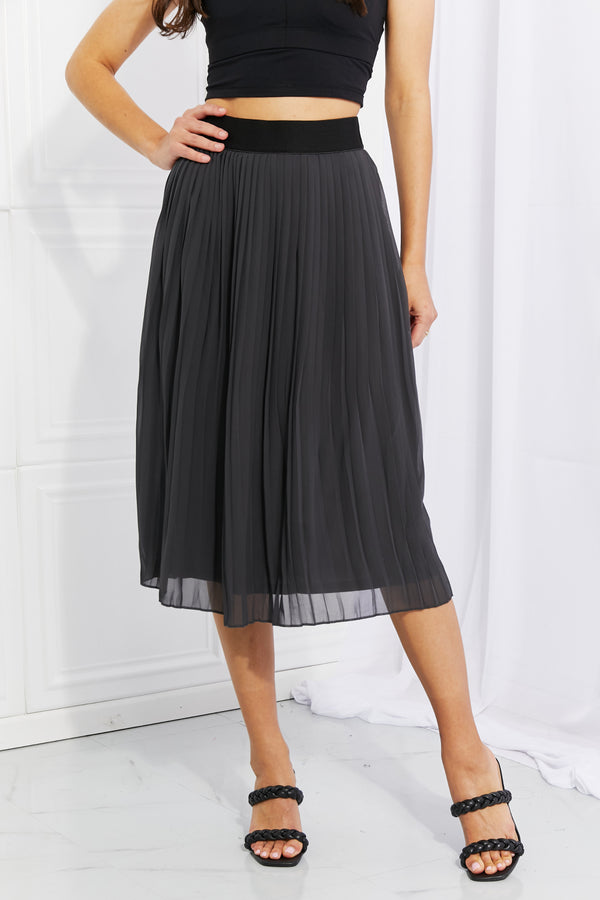 Zenana Full Size Romantic At Heart Pleated Chiffon Midi Skirt - AnnieMae21