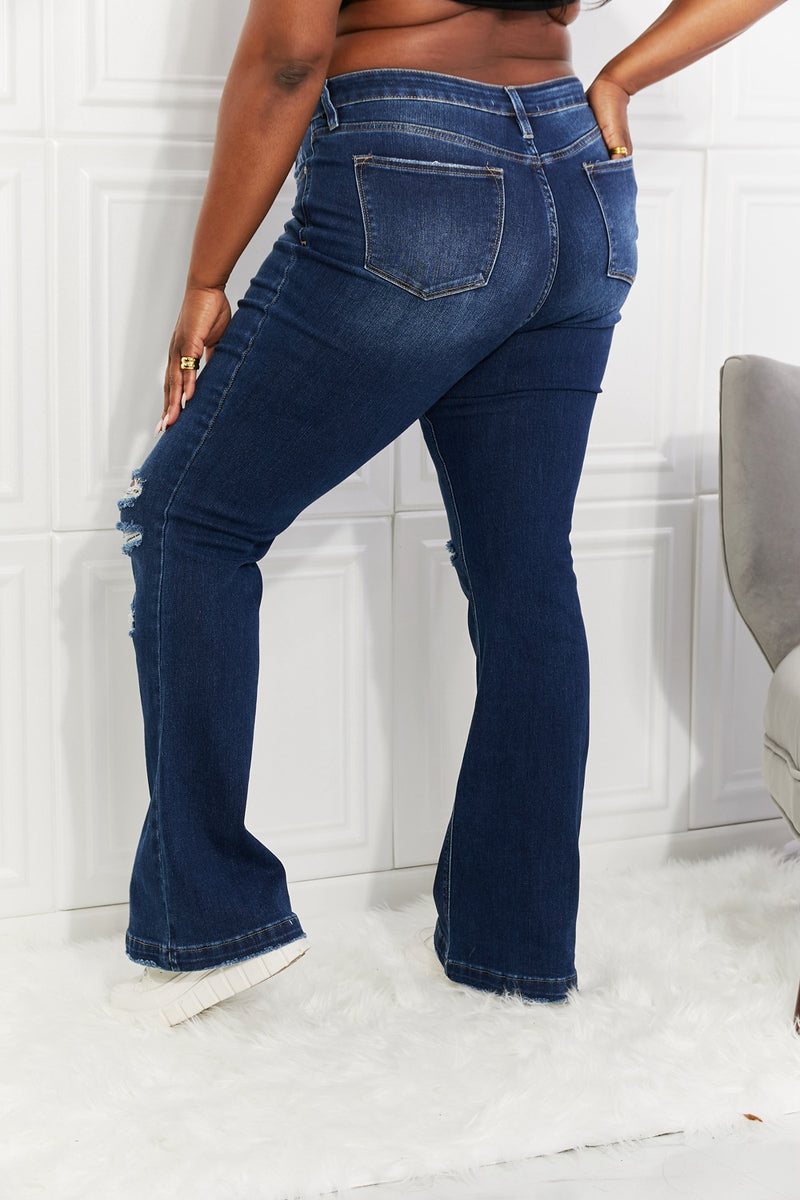 Kancan Full Size Reese Midrise Button Fly Flare Jeans - AnnieMae21