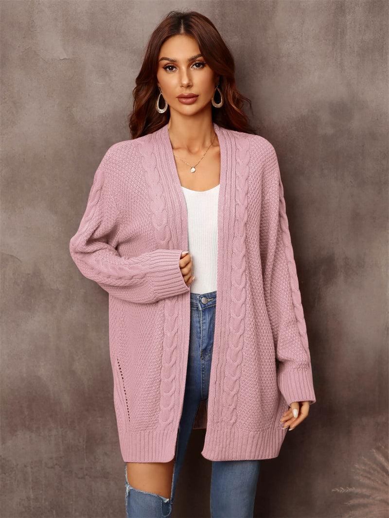 Warm Fall Mixed Knit Open Front Longline Cardigan - AnnieMae21