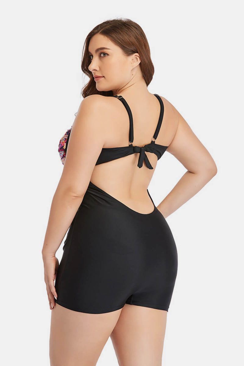 Plus Size Two-Tone One-Piece Swimsuit - AnnieMae21