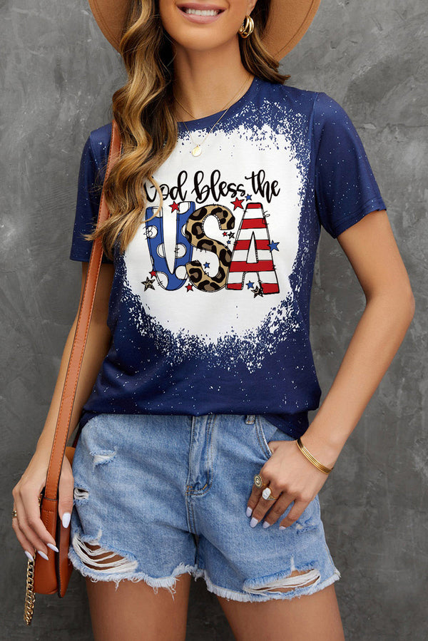 GOD BLESS THE USA Printed Tee Shirt - AnnieMae21