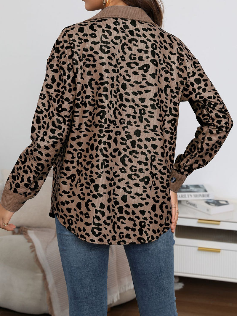 Full Size Leopard Buttoned Jacket - AnnieMae21