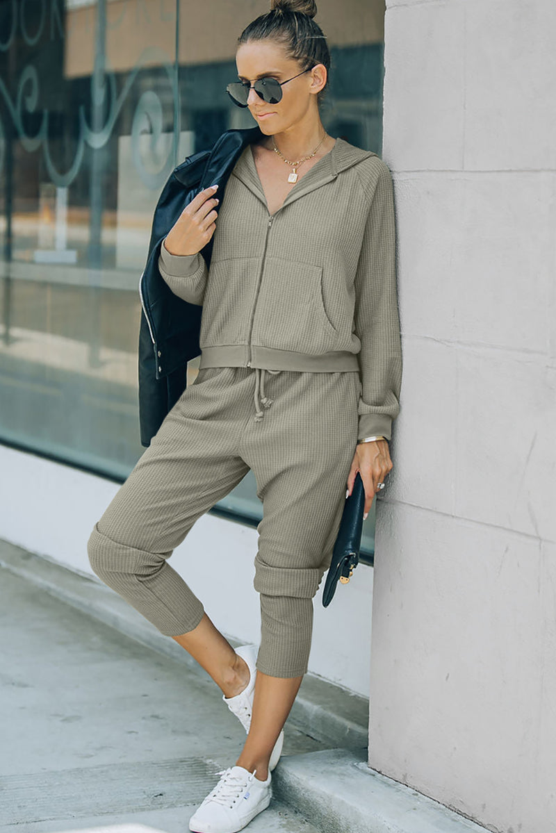 Zip-Up Long Sleeve Top and Pants Set - AnnieMae21