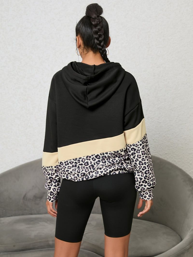 Leopard Color Block Hoodie - AnnieMae21