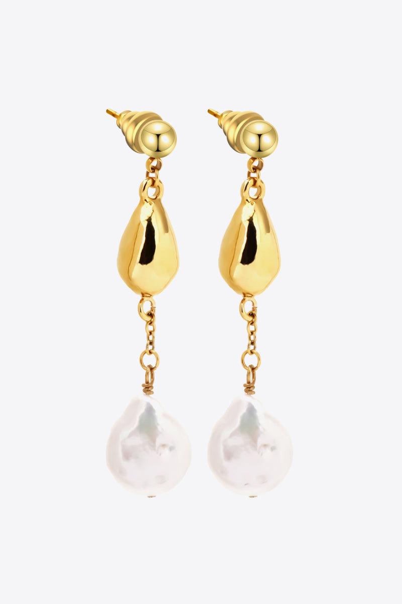 18K Gold-Plated Two-Tone Pearl Drop Earrings - AnnieMae21