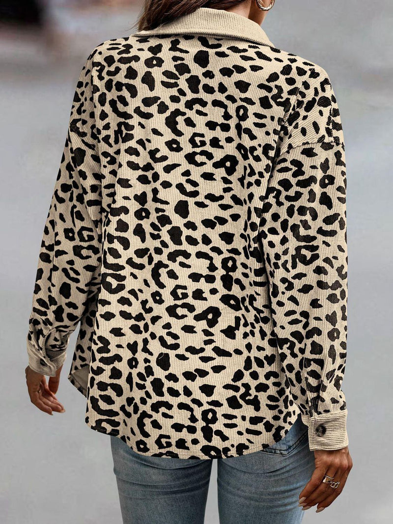 Full Size Leopard Buttoned Jacket - AnnieMae21