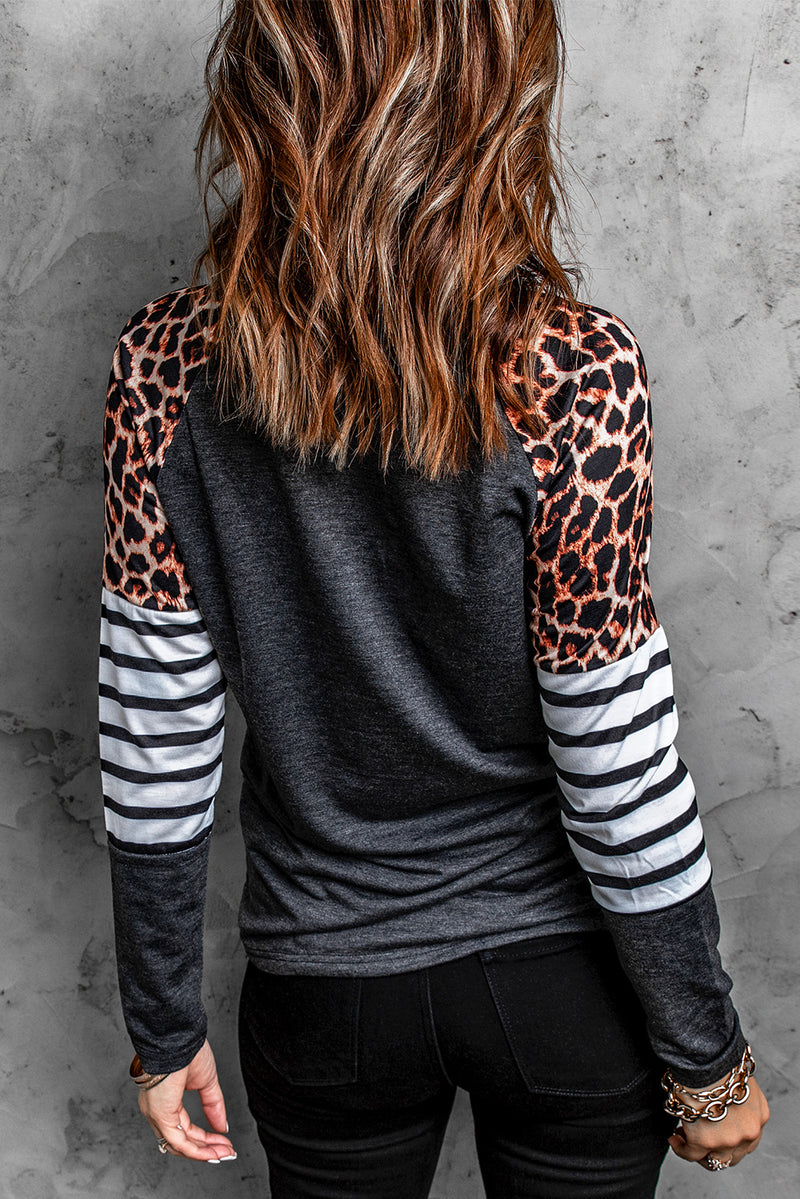 Leopard Striped Raglan Sleeve Top - AnnieMae21