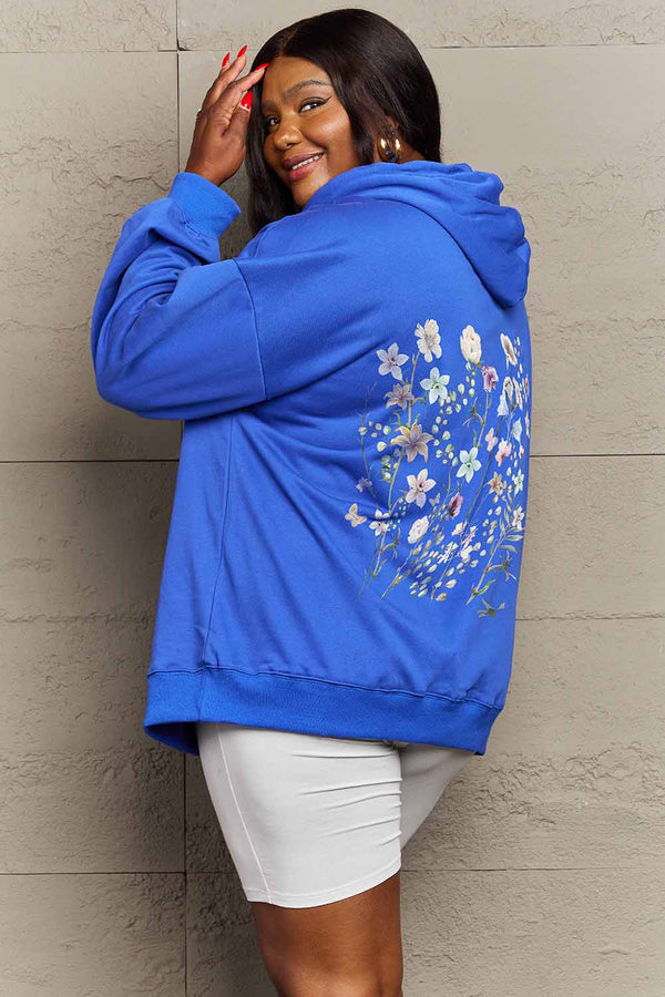 Simply Love Simply Love Full Size Flower Graphic Dropped Shoulder Hoodie - AnnieMae21