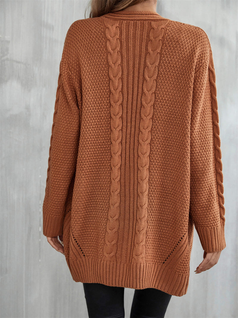 Warm Fall Mixed Knit Open Front Longline Cardigan - AnnieMae21