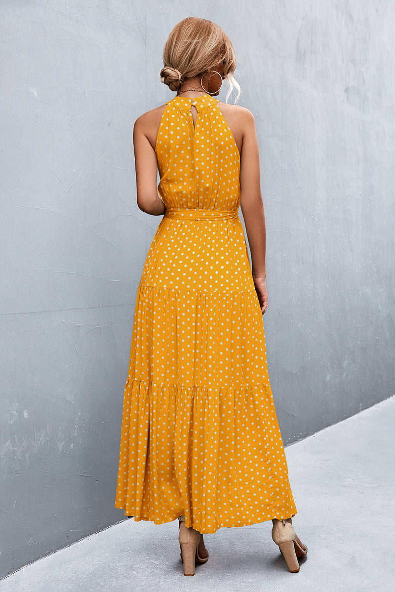 Printed Sleeveless Tie Waist Maxi Dress - AnnieMae21