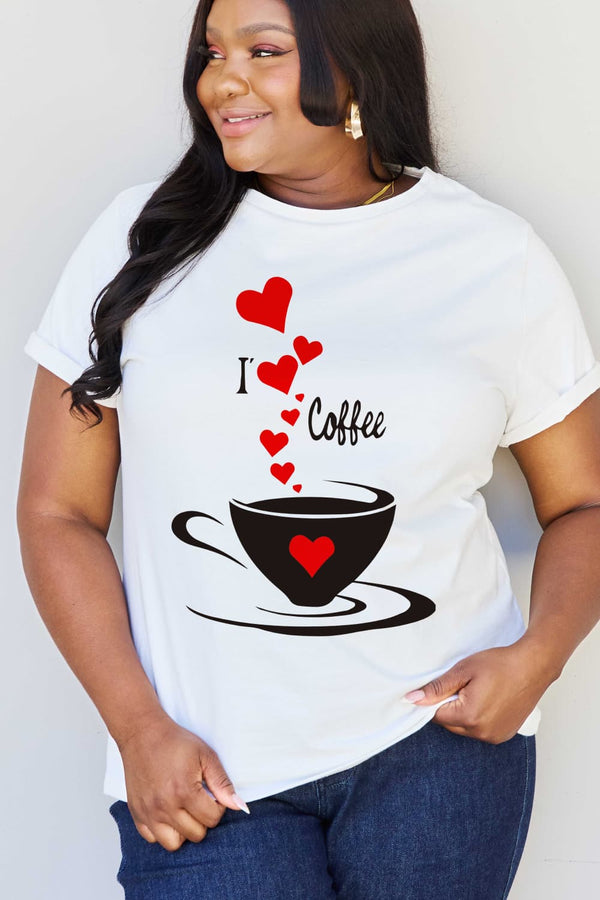 Simply Love Full Size I LOVE COFFEE Graphic Cotton Tee - AnnieMae21