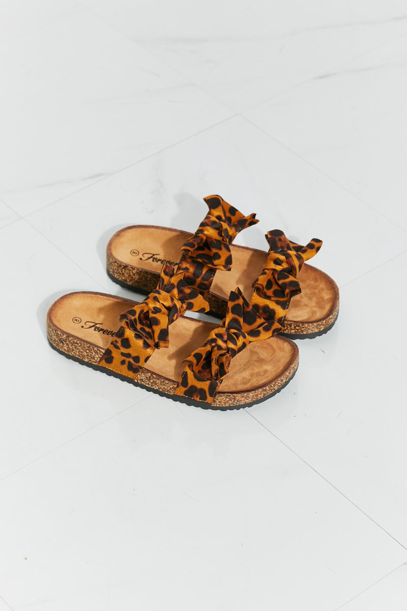 Forever Link Fiercely Feminine Leopard Bow Slide Sandals - AnnieMae21