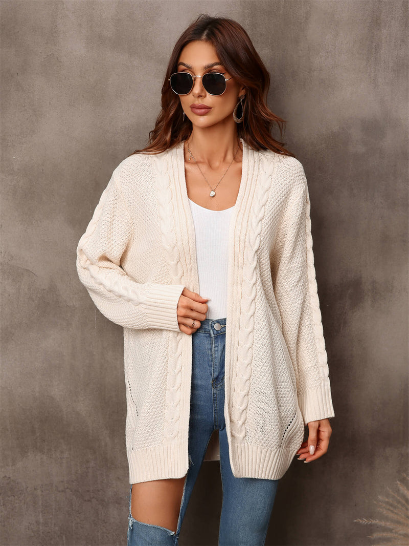 Warm Fall Mixed Knit Open Front Longline Cardigan - AnnieMae21